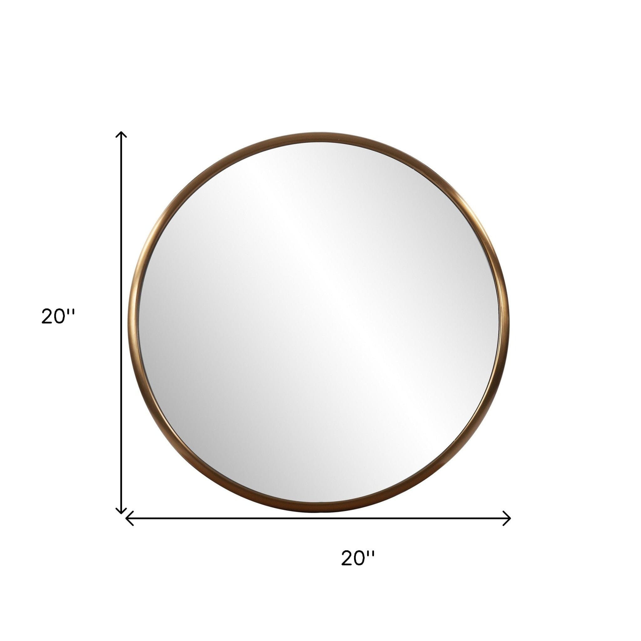 20" Antiqued Brass Round Metal Framed Accent Mirror - Homeroots - Flyclothing LLC