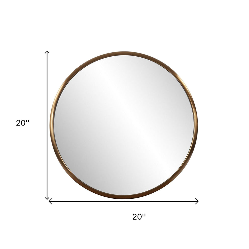 20" Antiqued Brass Round Metal Framed Accent Mirror - Homeroots - Flyclothing LLC