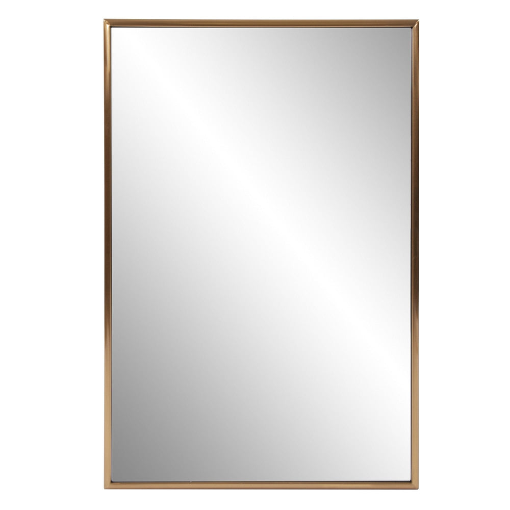 Antiqued Brushed Brass Rectangular Wall Mirror - Homeroots