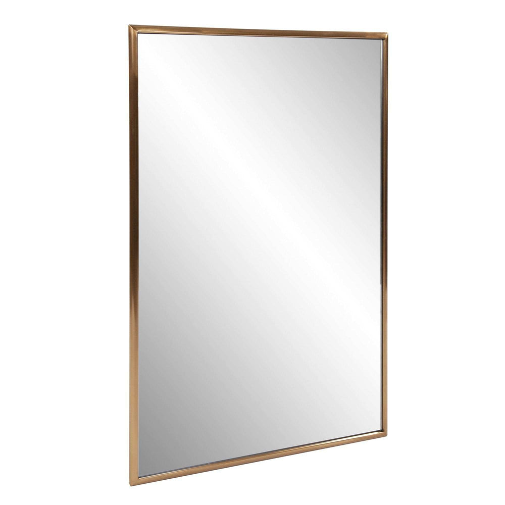 Antiqued Brushed Brass Rectangular Wall Mirror - Homeroots - Flyclothing LLC