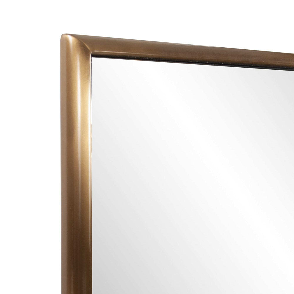 Antiqued Brushed Brass Rectangular Wall Mirror - Homeroots - Flyclothing LLC