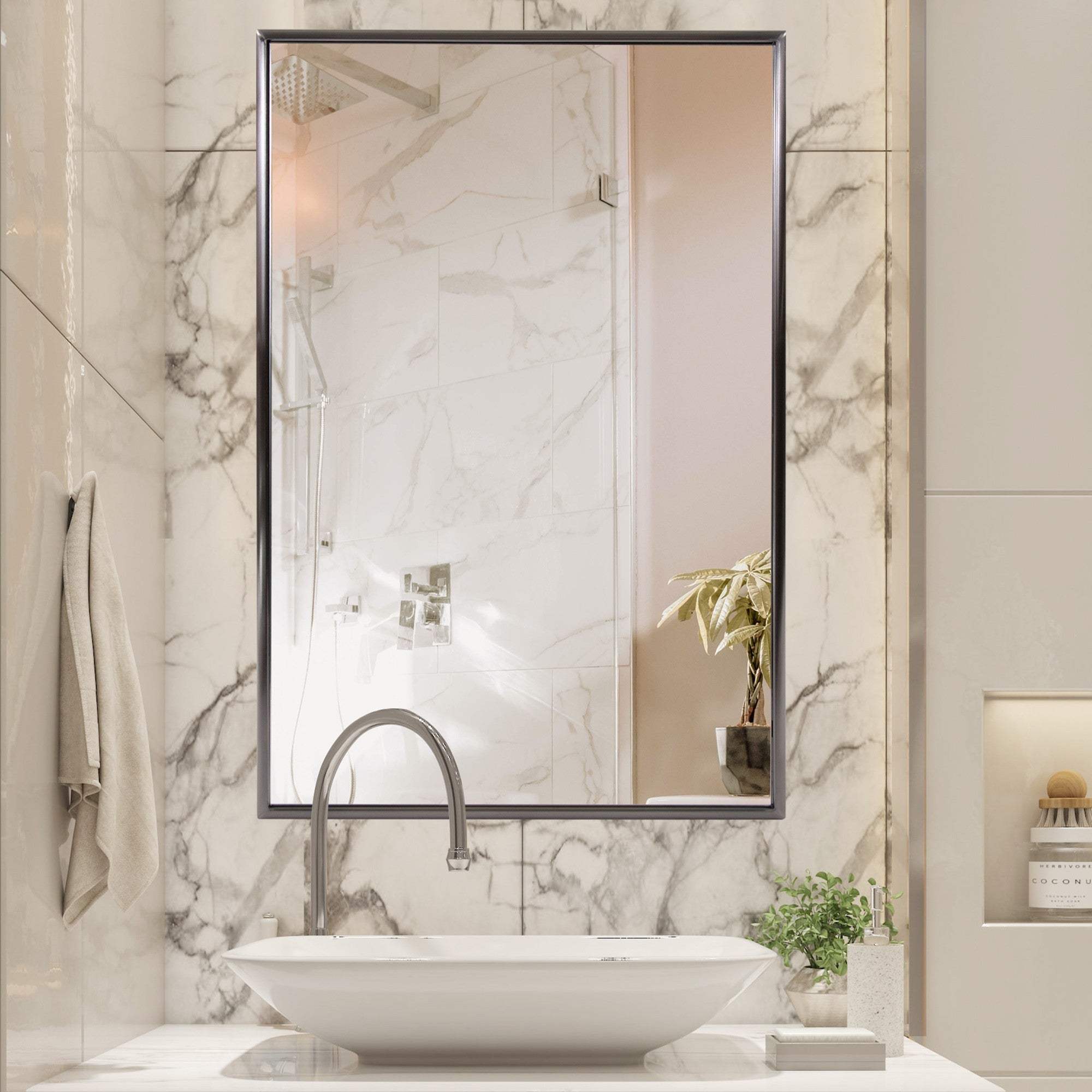 Brushed Titanium Rectangular Wall Mirror - Homeroots - Flyclothing LLC