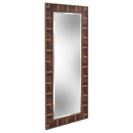 Rich Rustic Brown Faux Wood Full Body Wall Mirror - Homeroots