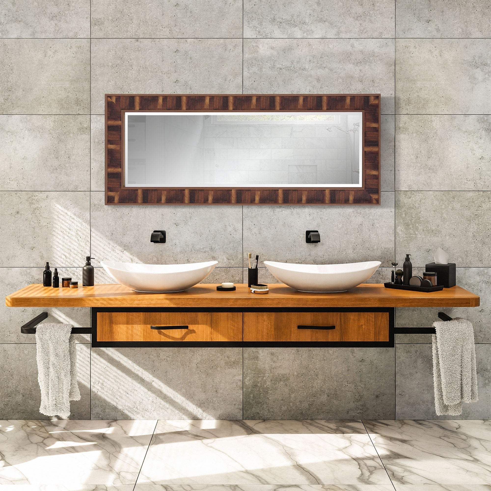 Rich Rustic Brown Faux Wood Full Body Wall Mirror - Homeroots - Flyclothing LLC