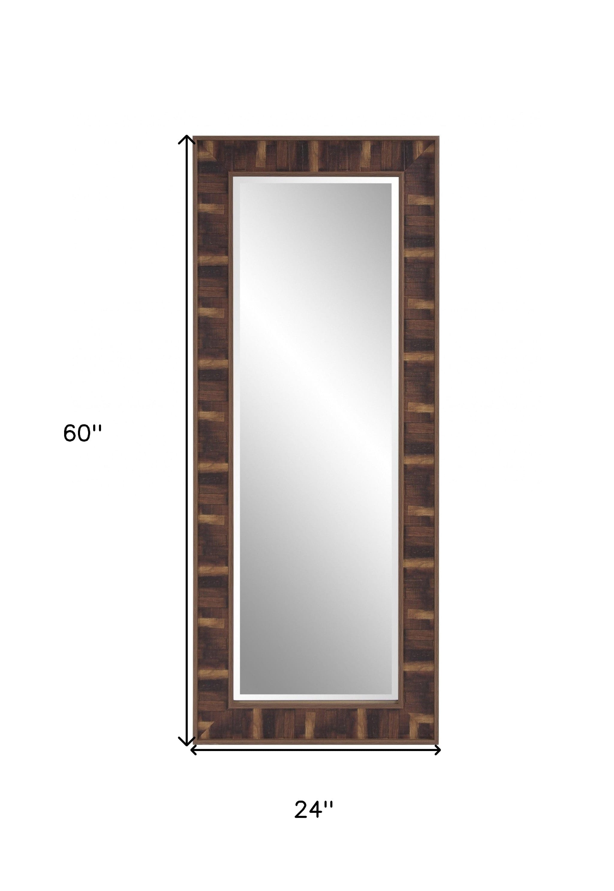 Rich Rustic Brown Faux Wood Full Body Wall Mirror - Homeroots