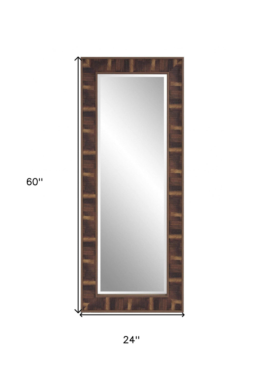 Rich Rustic Brown Faux Wood Full Body Wall Mirror - Homeroots - Flyclothing LLC