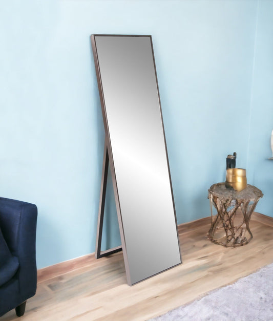 Sleek Brushed Brass Rectangular Full Length Standing Mirror - Homeroots