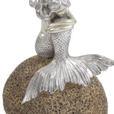 10" Brown and Silver Contemplative Mermaid Resin Tabletop Sculpture - Homeroots
