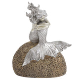 10" Brown and Silver Contemplative Mermaid Resin Tabletop Sculpture - Homeroots