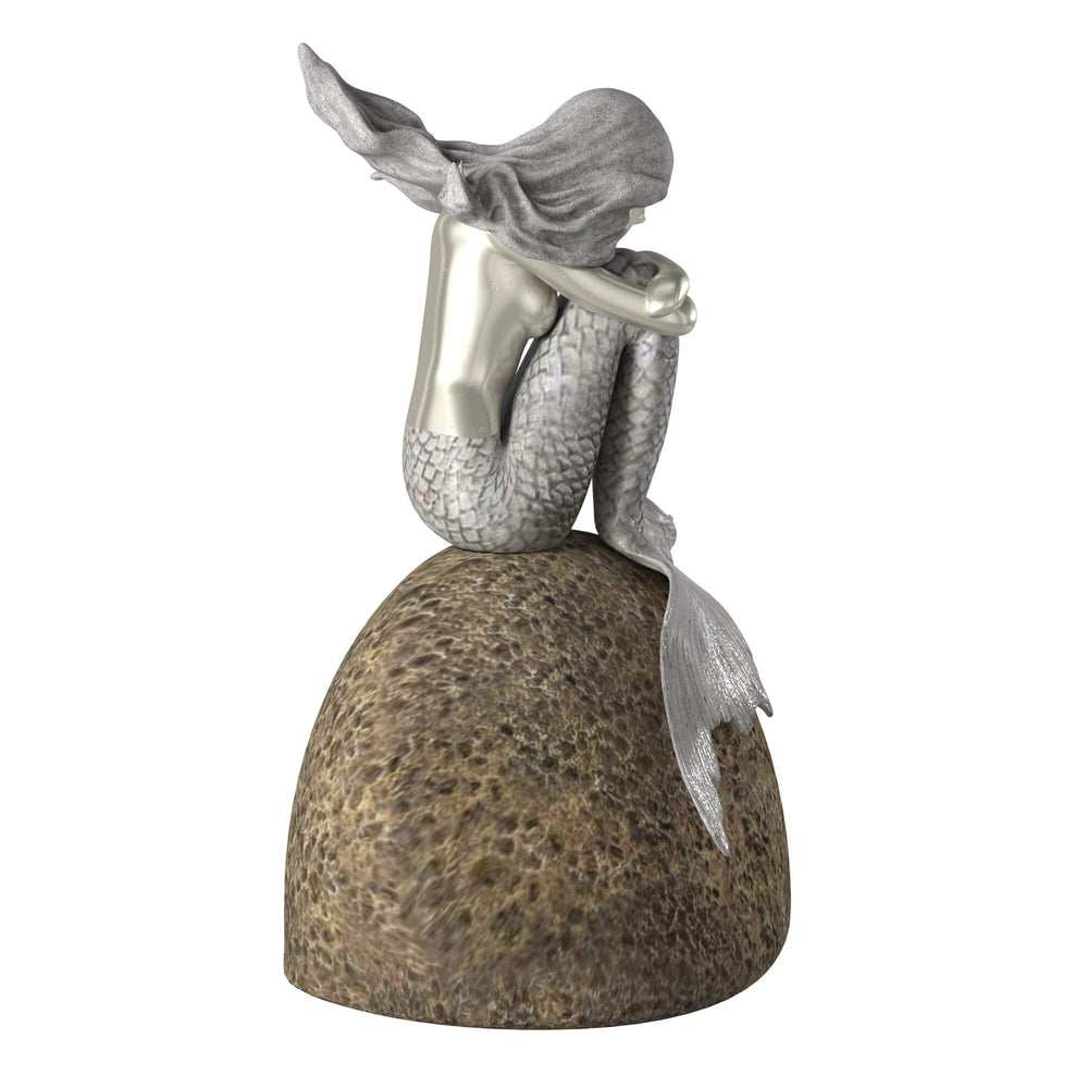 10" Brown and Silver Contemplative Mermaid Resin Tabletop Sculpture - Homeroots