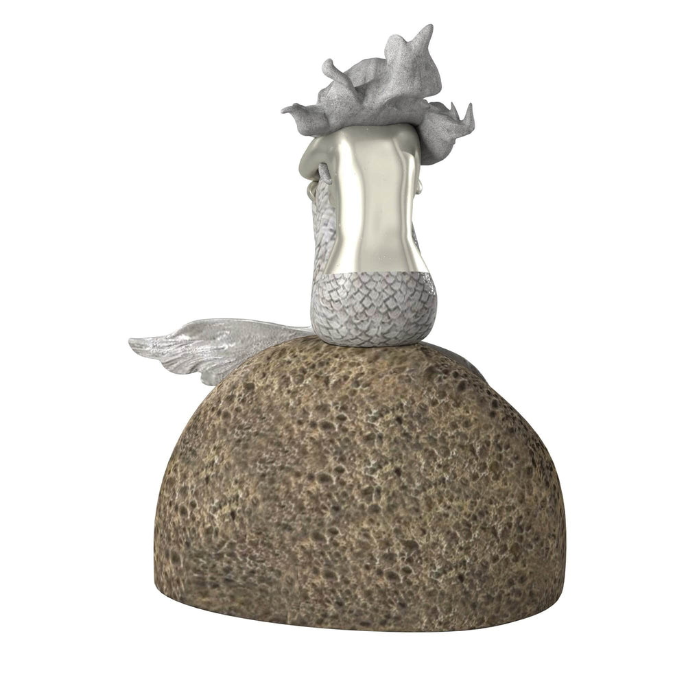 10" Brown and Silver Contemplative Mermaid Resin Tabletop Sculpture - Homeroots