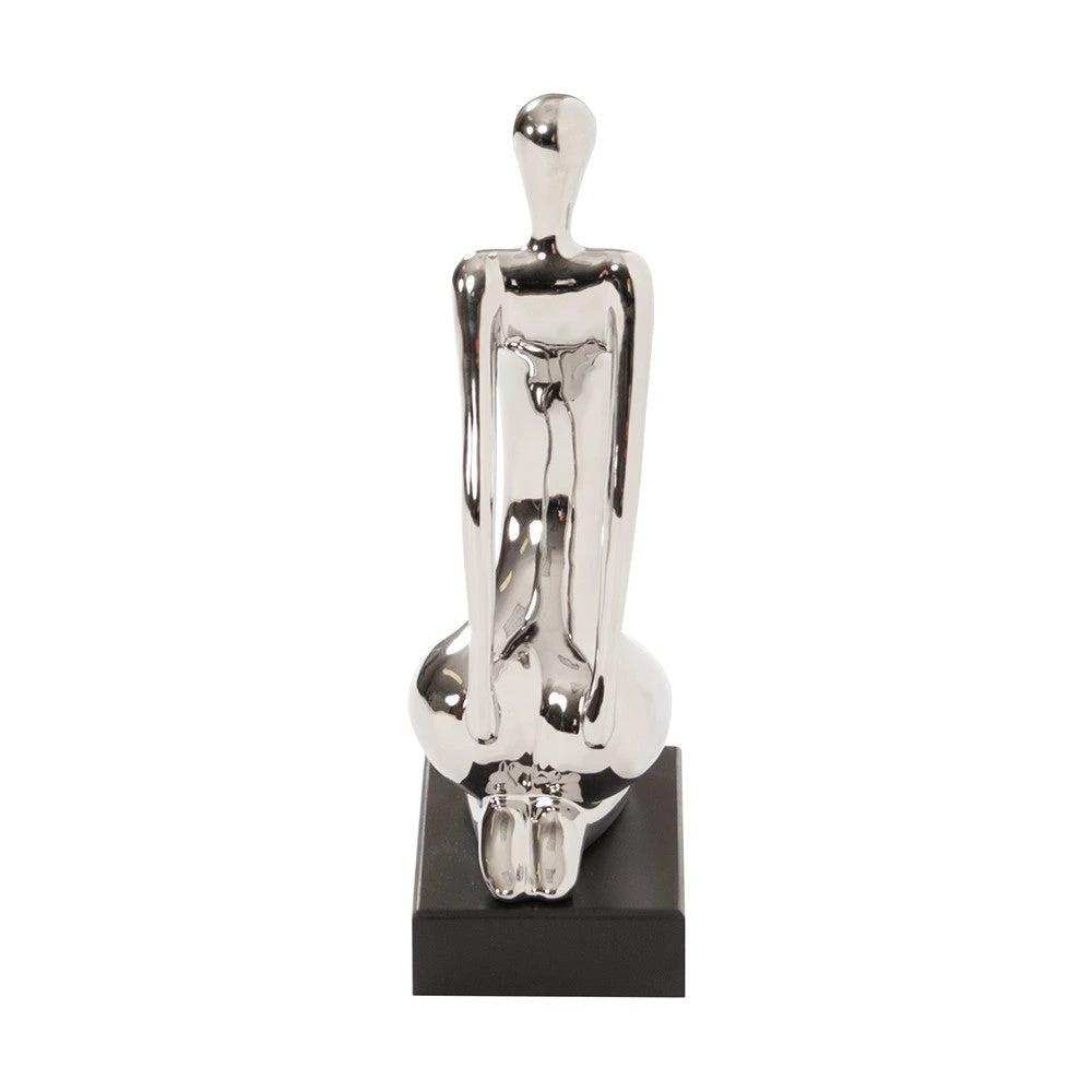 Modern Silver and Black Ustrasana Yoga Sculpture - Homeroots - Flyclothing LLC