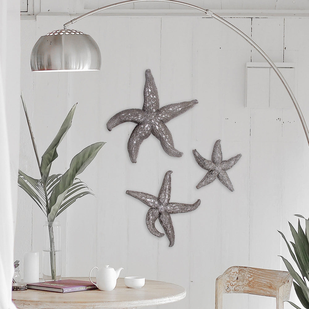 19" Silver Pewter Textured Starfish Wall Art - Homeroots