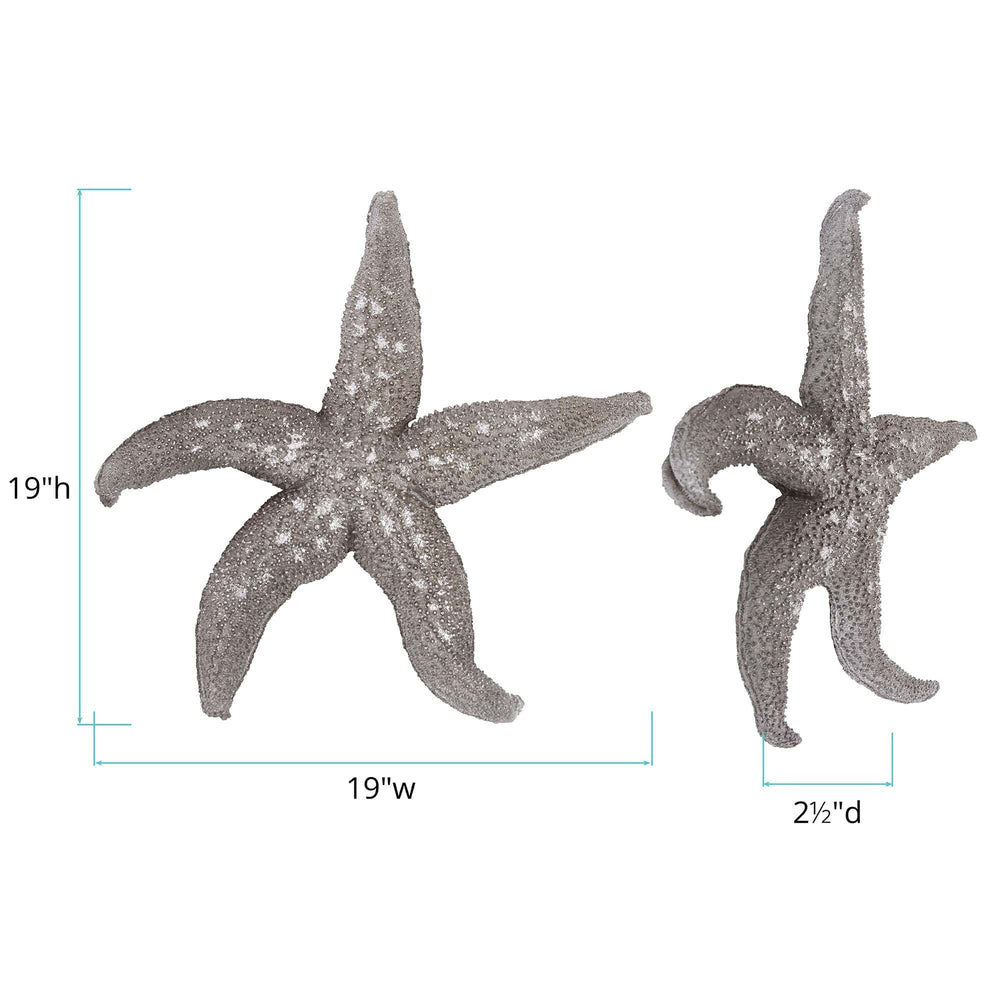 19" Silver Pewter Textured Starfish Wall Art - Homeroots