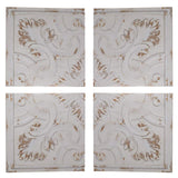 Set of 4 Whitewashed Arabesque Carved Wall Art - Homeroots - Flyclothing LLC