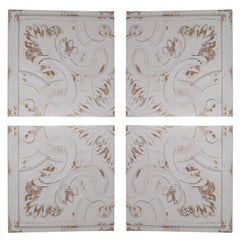 Set of 4 Whitewashed Arabesque Carved Wall Art - Homeroots