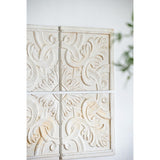 Set of 4 Whitewashed Arabesque Carved Wall Art - Homeroots