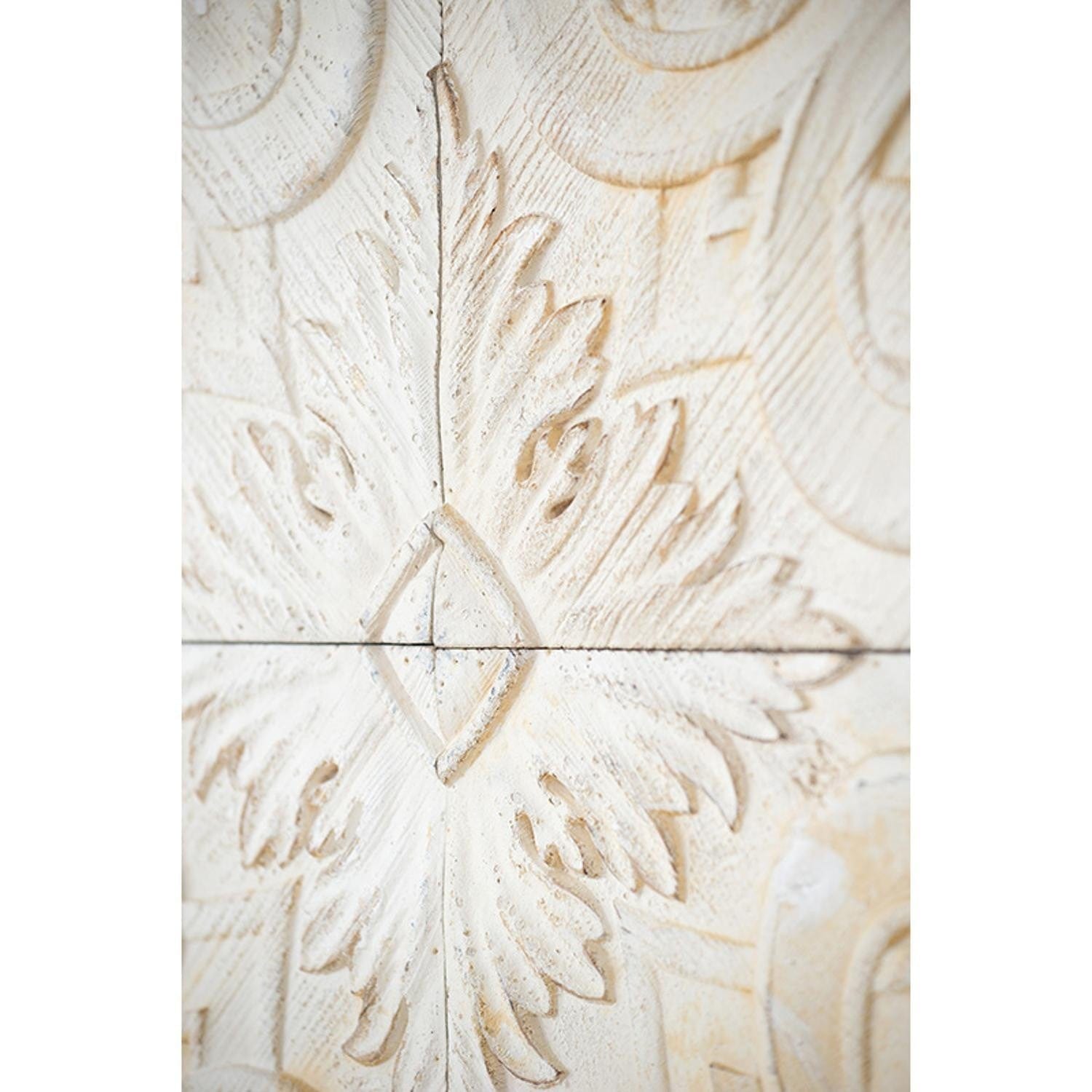 Set of 4 Whitewashed Arabesque Carved Wall Art - Homeroots