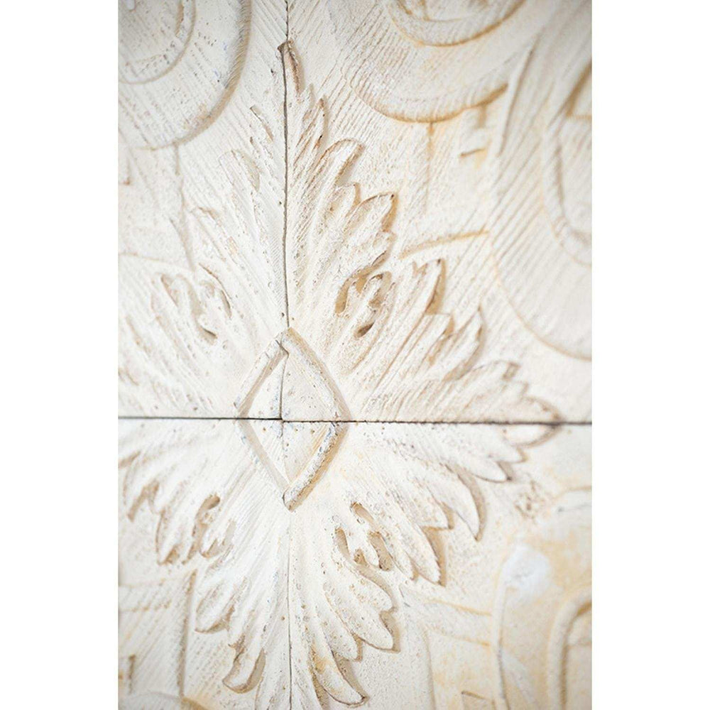 Set of 4 Whitewashed Arabesque Carved Wall Art - Homeroots - Flyclothing LLC