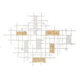 Contemporary White and Gold Geo Grid Wall Art - Homeroots