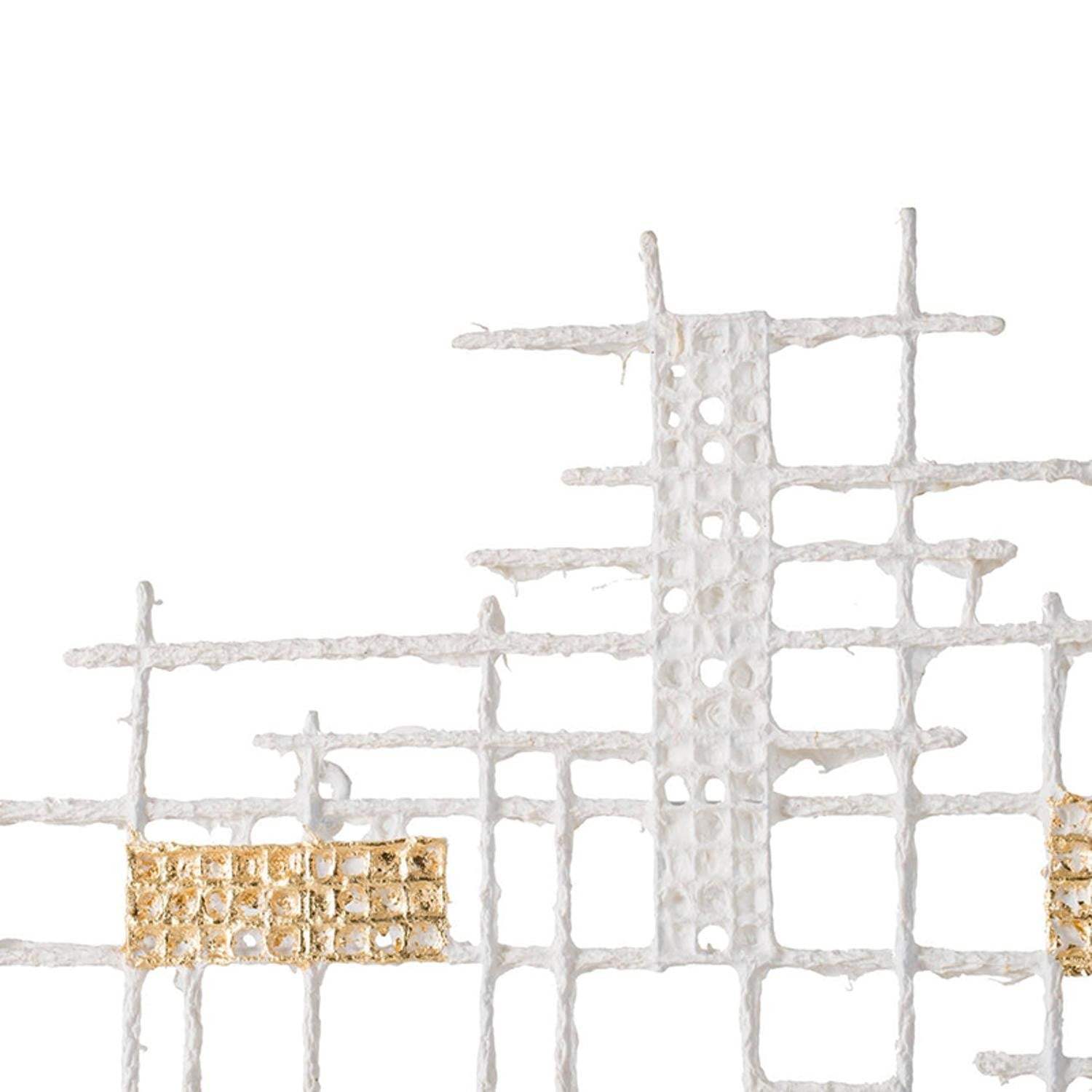 Contemporary White and Gold Geo Grid Wall Art - Homeroots - Flyclothing LLC