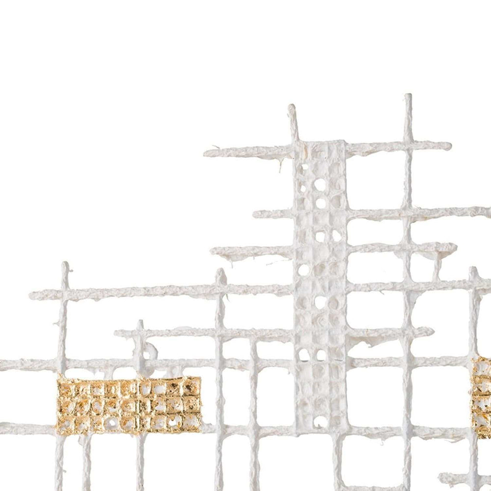 Contemporary White and Gold Geo Grid Wall Art - Homeroots - Flyclothing LLC