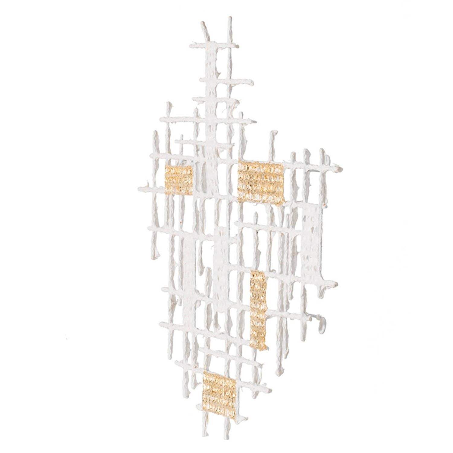 Contemporary White and Gold Geo Grid Wall Art - Homeroots - Flyclothing LLC