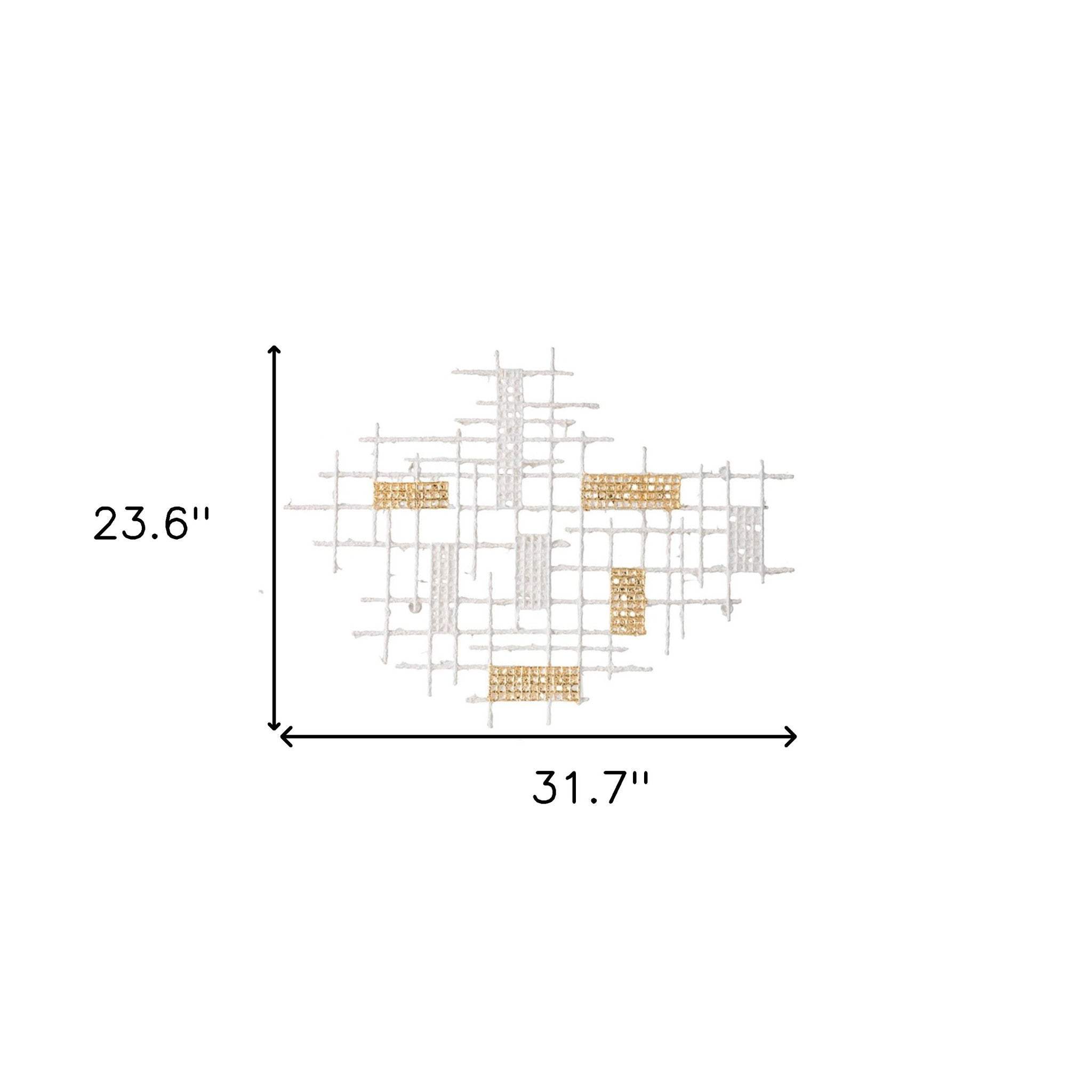 Contemporary White and Gold Geo Grid Wall Art - Homeroots - Flyclothing LLC