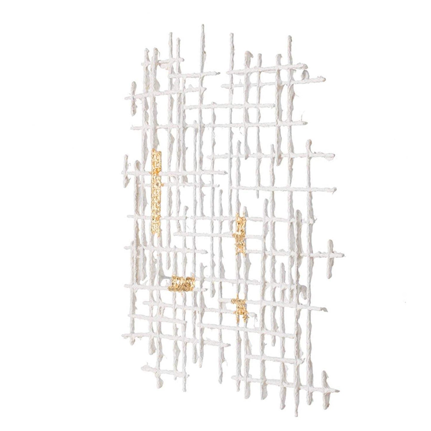 Contemporary Large White and Gold Geo Grid Wall Art - Homeroots - Flyclothing LLC