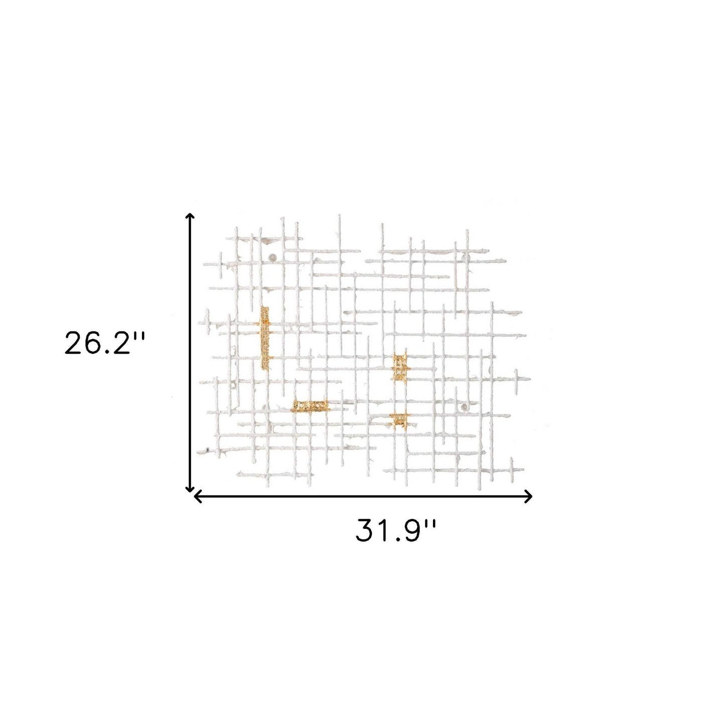 Contemporary Large White and Gold Geo Grid Wall Art - Homeroots - Flyclothing LLC
