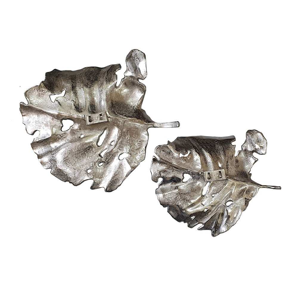Set of 2 Shiny Silver Leaves Wall Art - Homeroots - Flyclothing LLC