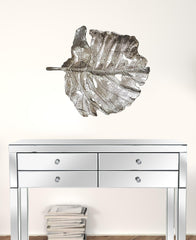 Set of 2 Shiny Silver Leaves Wall Art - Homeroots