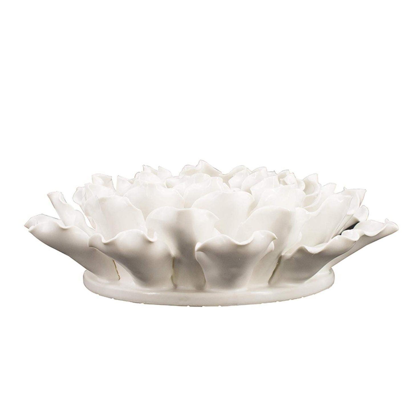 9" Off White Sculptural Flower Ceramic Wall Decor - Homeroots - Flyclothing LLC