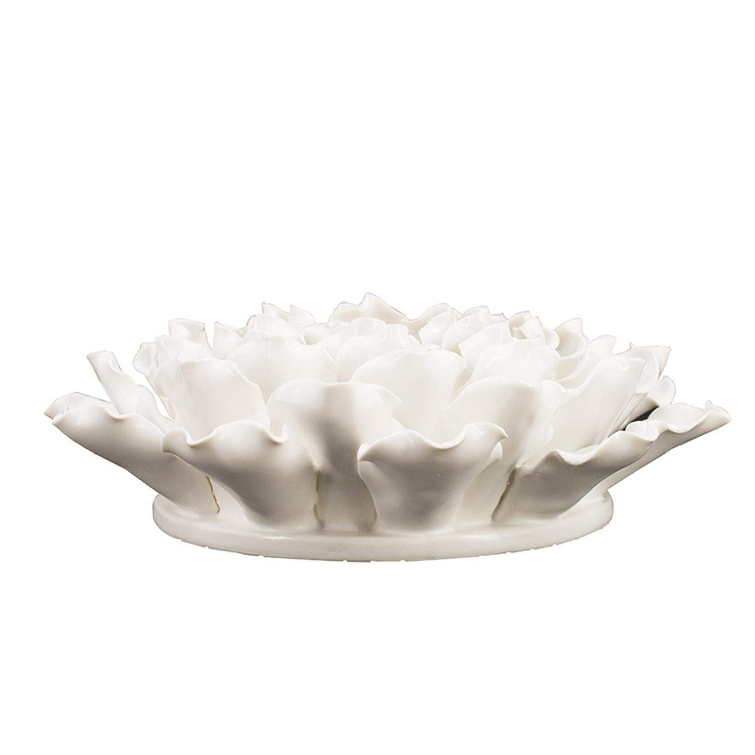 9" Off White Sculptural Flower Ceramic Wall Decor - Homeroots - Flyclothing LLC