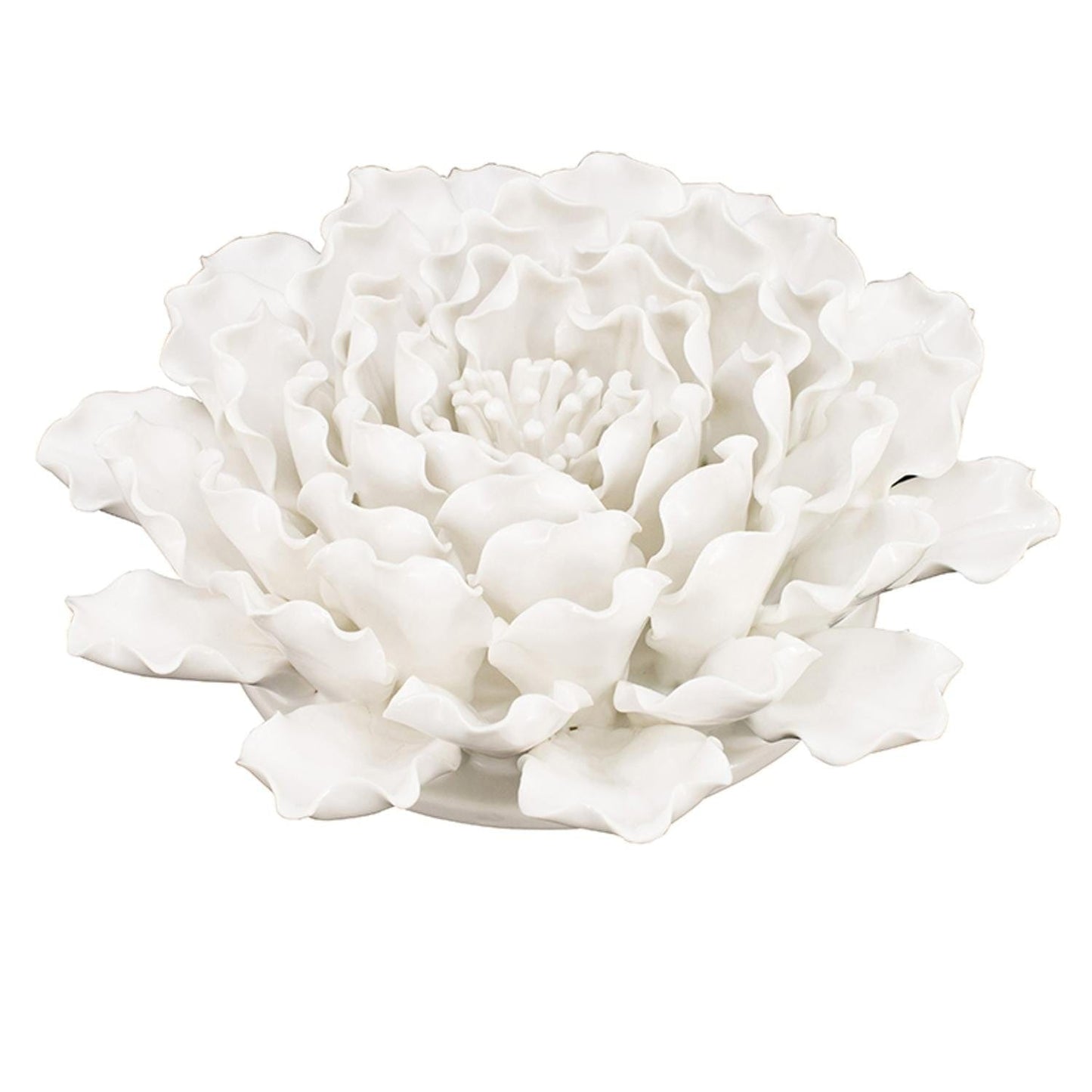 9" Off White Sculptural Flower Ceramic Wall Decor - Homeroots - Flyclothing LLC
