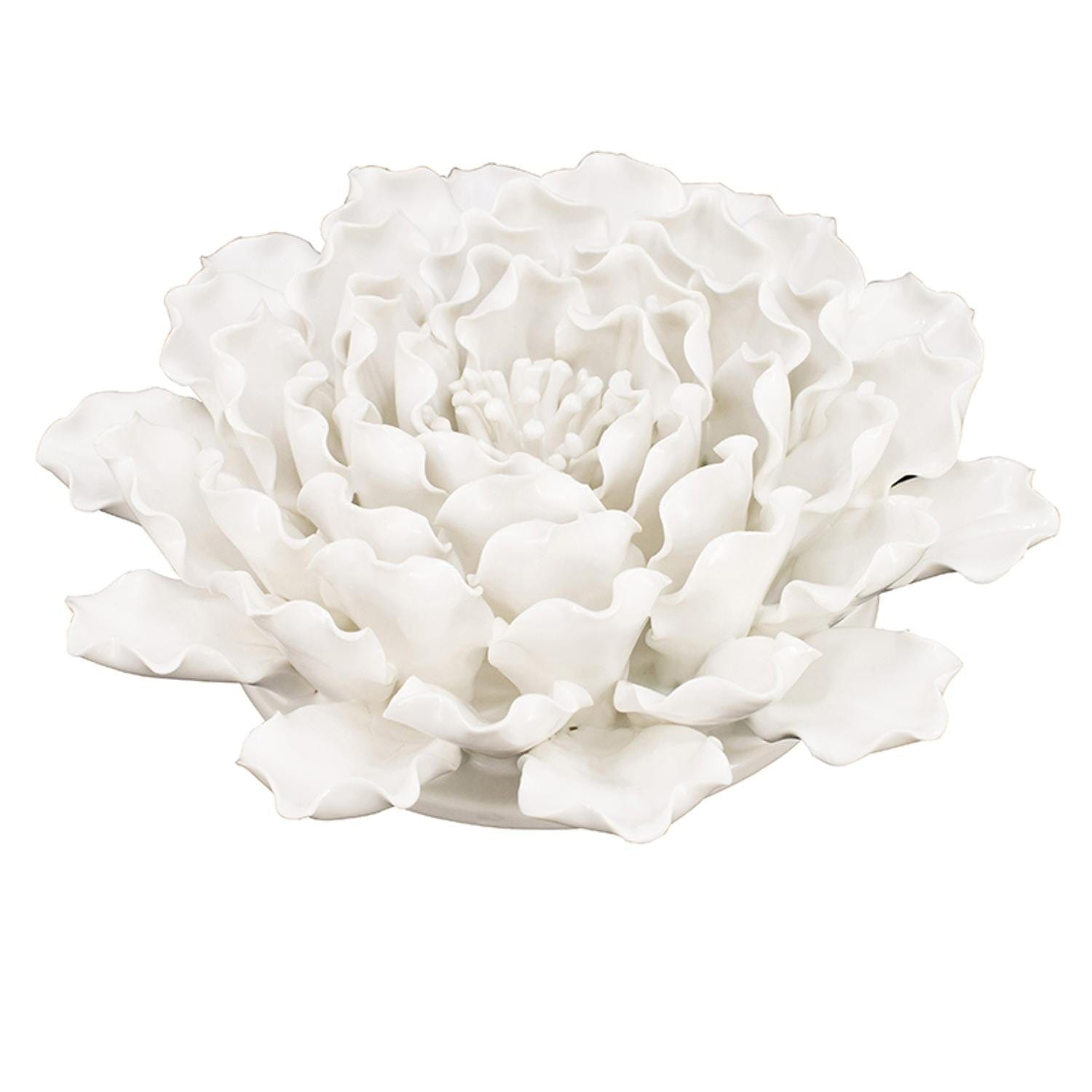 9" Off White Sculptural Flower Ceramic Wall Decor - Homeroots - Flyclothing LLC