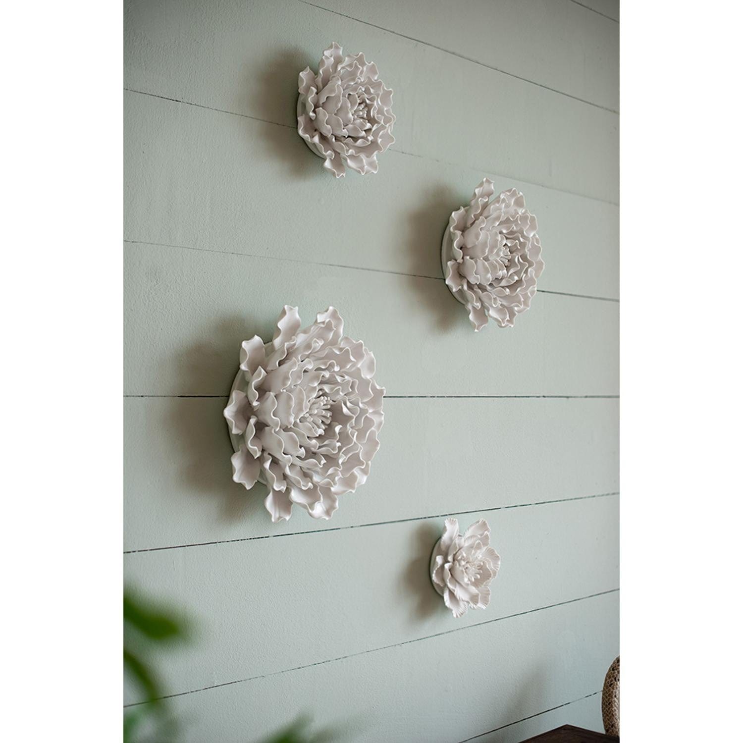 9" Off White Sculptural Flower Ceramic Wall Decor - Homeroots - Flyclothing LLC