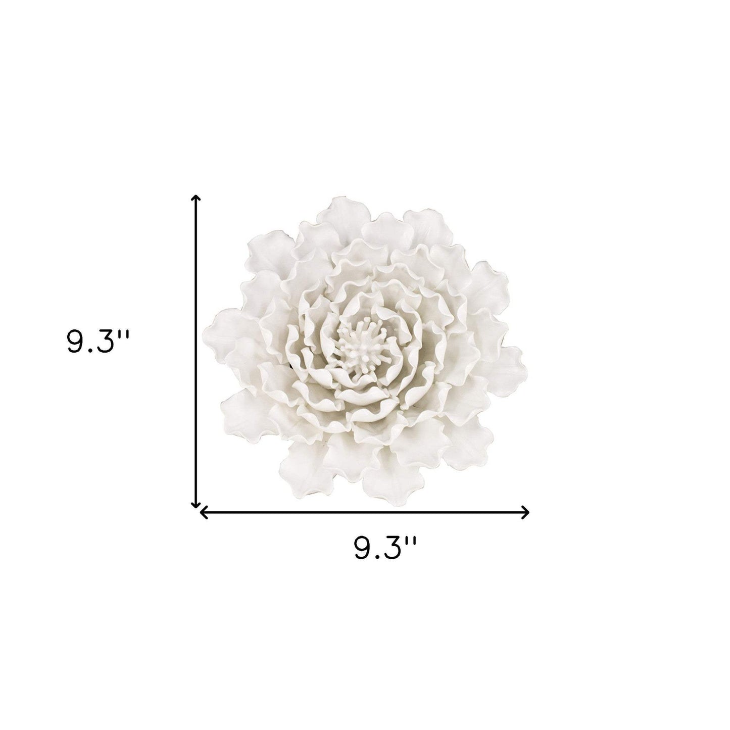9" Off White Sculptural Flower Ceramic Wall Decor - Homeroots - Flyclothing LLC