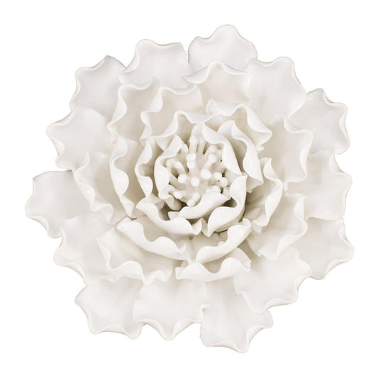 6" Off White Sculptural Flower Ceramic Wall Decor - Homeroots