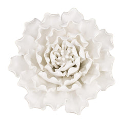 6" Off White Sculptural Flower Ceramic Wall Decor - Homeroots