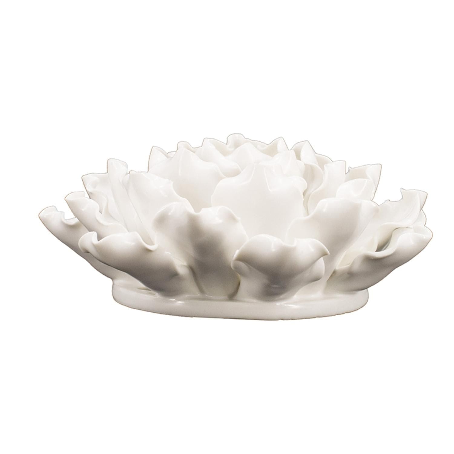 6" Off White Sculptural Flower Ceramic Wall Decor - Homeroots