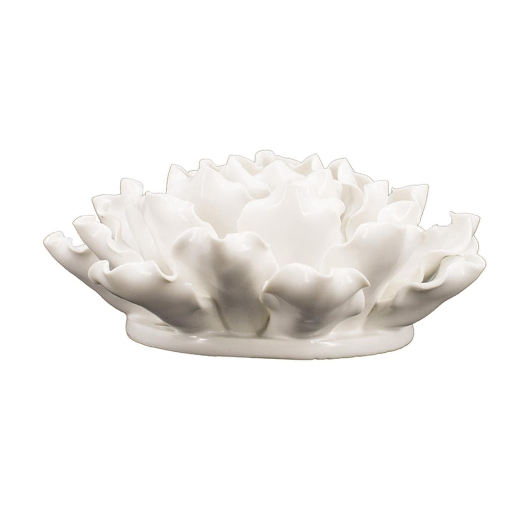 6" Off White Sculptural Flower Ceramic Wall Decor - Homeroots