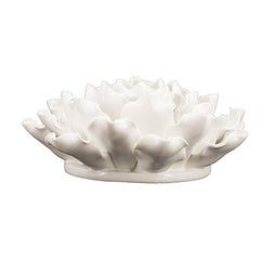 6" Off White Sculptural Flower Ceramic Wall Decor - Homeroots