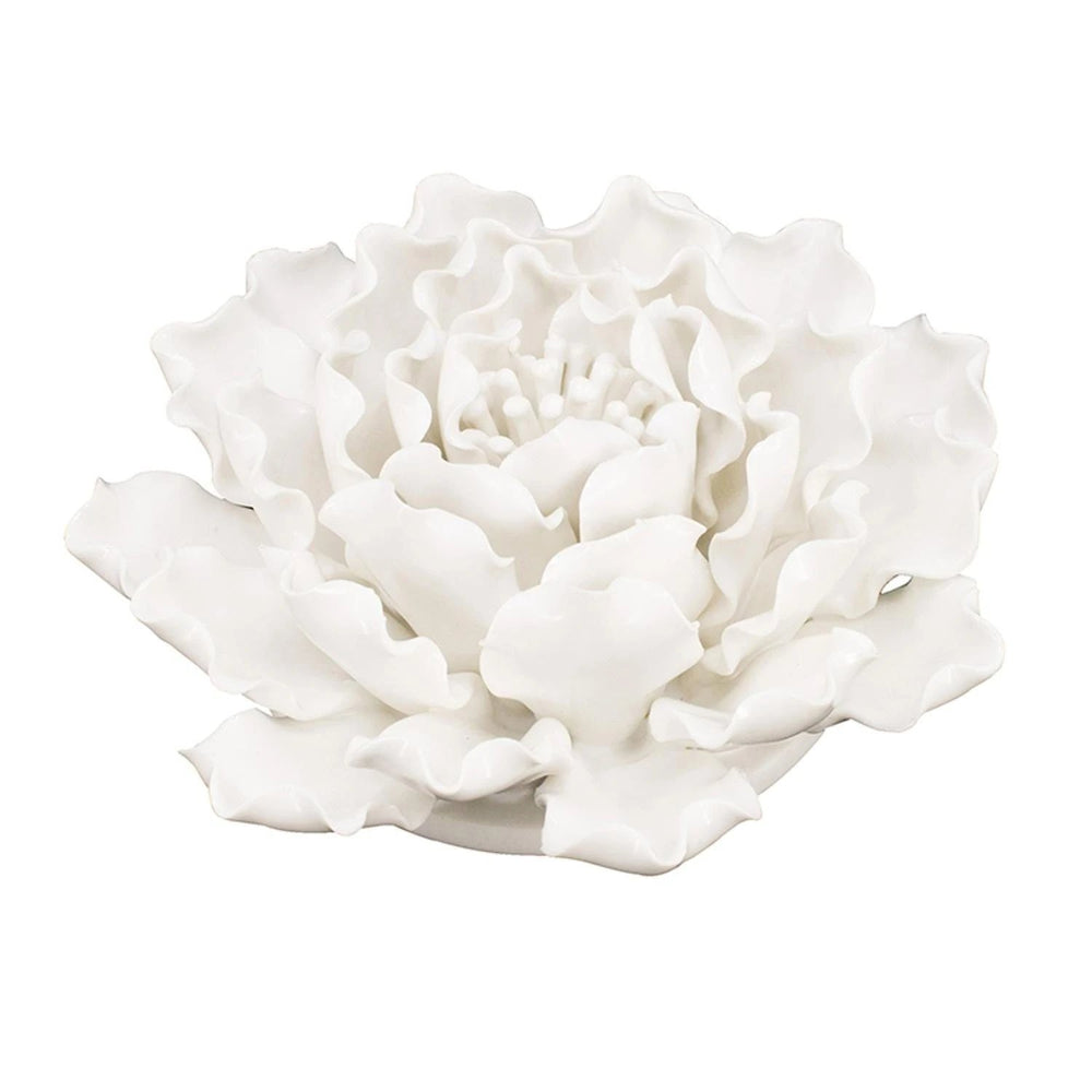 6" Off White Sculptural Flower Ceramic Wall Decor - Homeroots