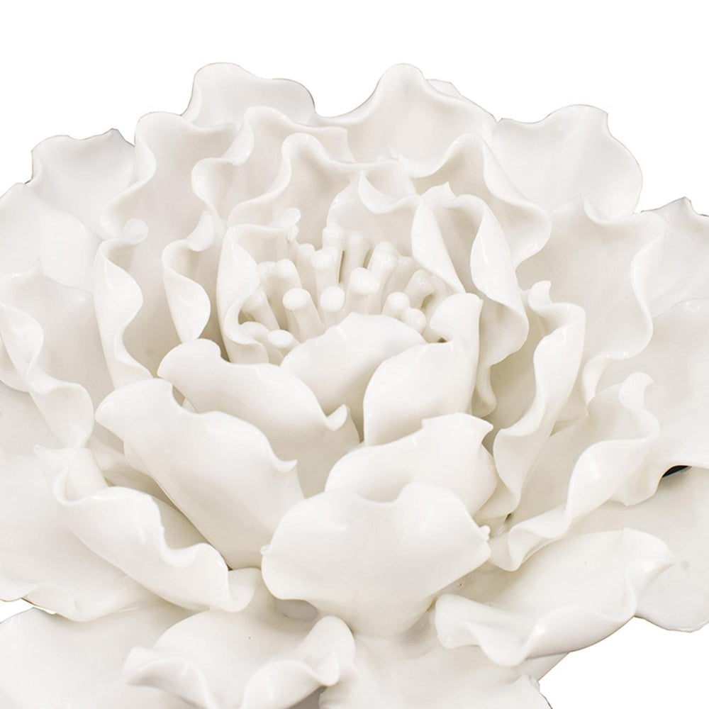 6" Off White Sculptural Flower Ceramic Wall Decor - Homeroots