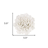 6" Off White Sculptural Flower Ceramic Wall Decor - Homeroots