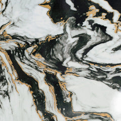 Set of 2 Ultra Modern White Black and Gold Marblized Wall Art - Homeroots