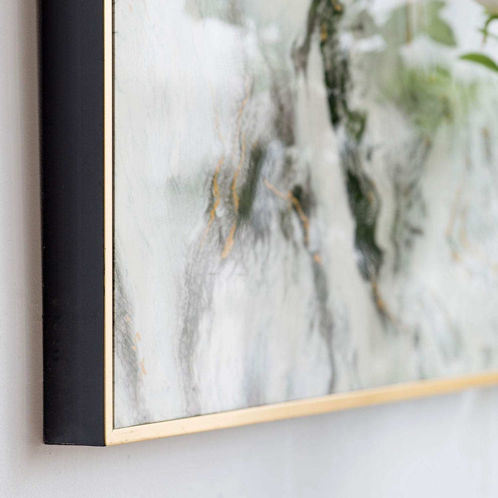 Set of 2 Ultra Modern White Black and Gold Marblized Wall Art - Homeroots - Flyclothing LLC