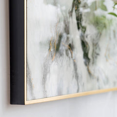 Set of 2 Ultra Modern White Black and Gold Marblized Wall Art - Homeroots
