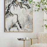 Set of 2 Ultra Modern White Black and Gold Marblized Wall Art - Homeroots - Flyclothing LLC